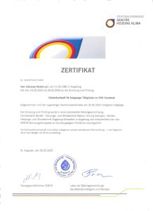 Zertifikat Elektrofachkraft für festgelegte Tätigkeiten im SHK-Handwerk – Johannes Modrei